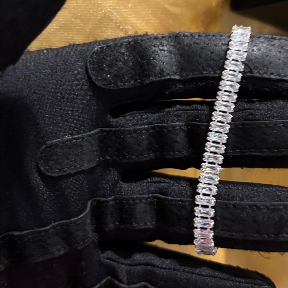 Elegant Baguette Silver Tennis Bracelet - Picture 3 of 6